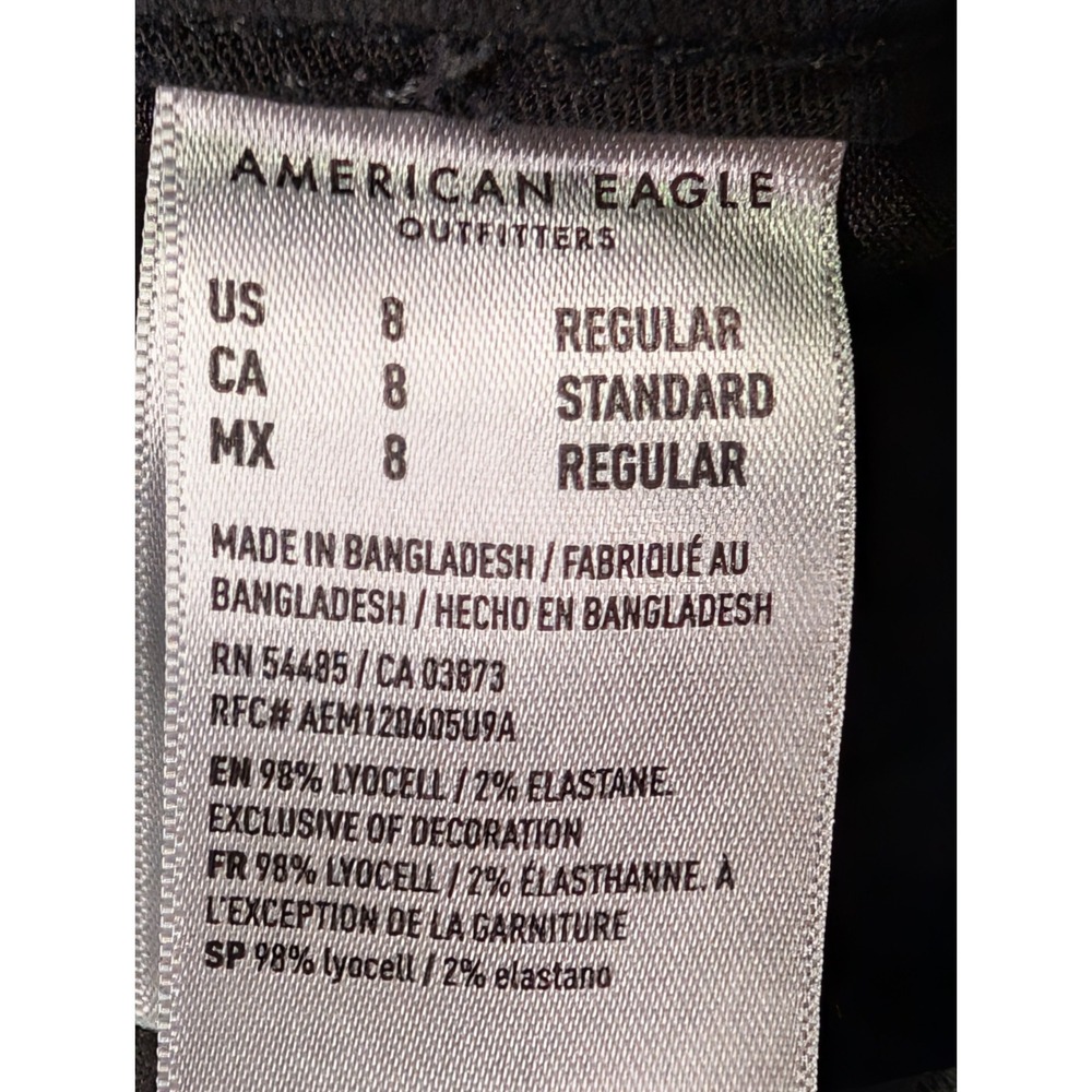 American Eagle Mid Rise Baggy Wide Leg Cargo Pants Raw Hem Womens 8 Black Grunge - Picture 5 of 10
